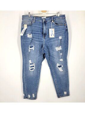 Mom Jeans by The Wax Collection Size 22 Stretch Distressed NWT